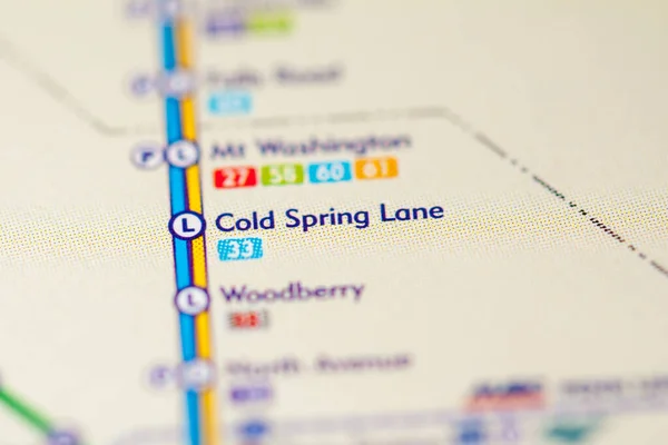 Σταθμός Cold Spring Lane Χάρτης Μετρό Βαλτιμόρης — Φωτογραφία Αρχείου
