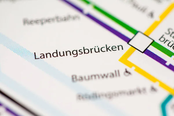 Landungsbrucken Station Hamburg Metro Map — Stock Photo, Image