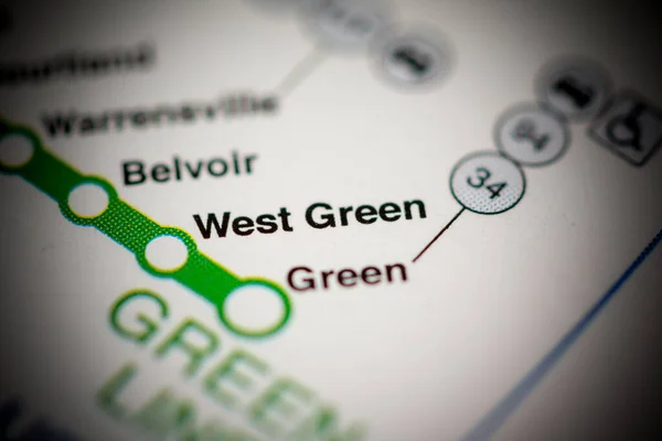 西緑の駅 クリーブランド地下鉄地図 — ストック写真