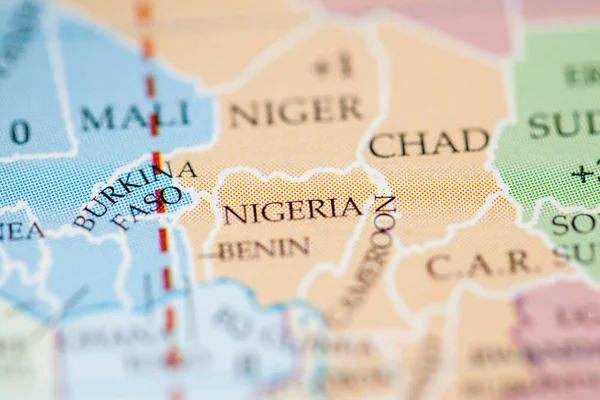 Nigeria Mapa Vista Cerca — Foto de Stock