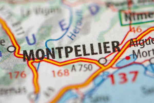 Монпельє Франція Географічній Карті — стокове фото