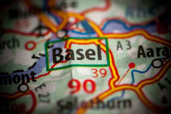 巴塞尔 地图上的瑞士 — 图库照片