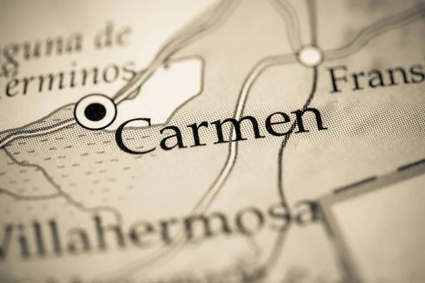 Carmen México Mapa Geográfico — Foto de Stock