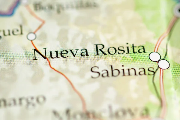 Nueva Rosita México Sobre Mapa Geográfico — Fotografia de Stock