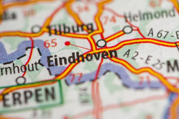 Eindhoven Pays Bas Sur Une Carte Géographique — Photo