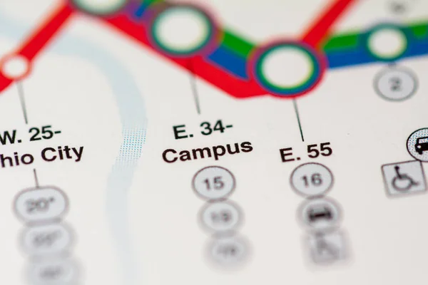 Estación Campus E34 Mapa Del Metro Cleveland — Foto de Stock