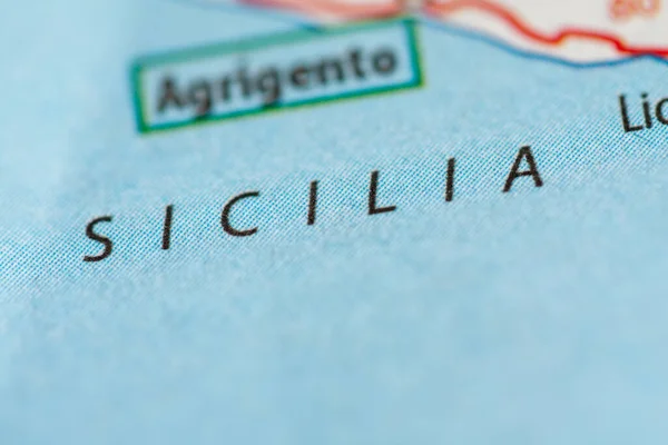 시칠리아요 지도에 나오는 이탈리아 — 스톡 사진
