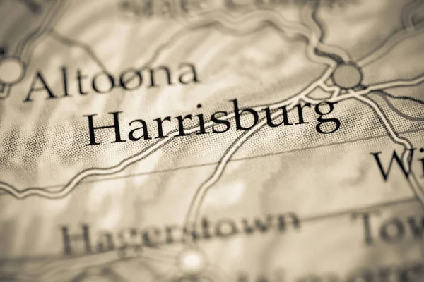 Harrisburg Eua Sobre Mapa Geográfico — Fotografia de Stock