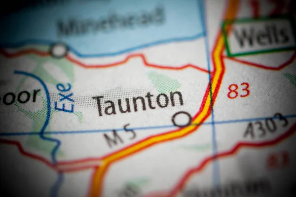 Taunton Reino Unido Sobre Mapa — Fotografia de Stock