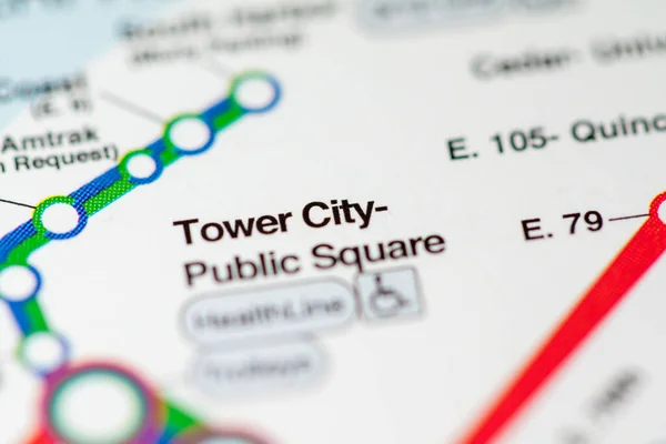 Tower City Public Square Station Cleveland Metro Map — Stock Photo, Image