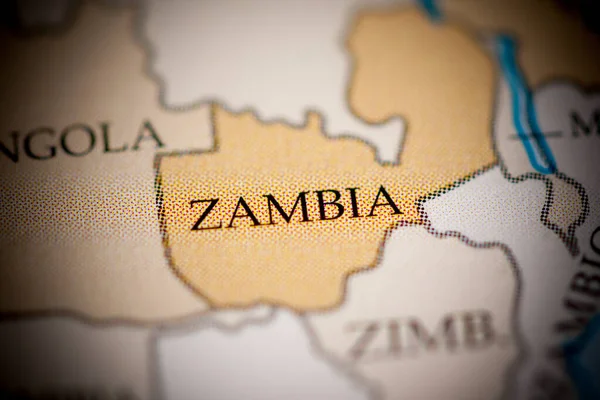 Mappa Zambia Vista Vicino — Foto Stock