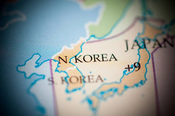 北朝鮮地理地図の背景に クローズアップ — ストック写真