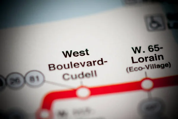 ウェスト ブールバード カデル駅 クリーブランド地下鉄地図 — ストック写真