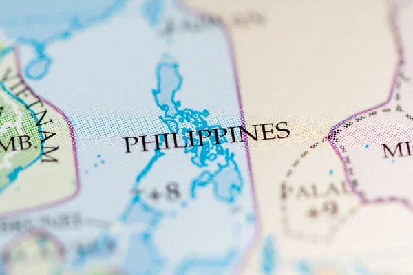Filipinas Sobre Geografia Mapa Fundo Close — Fotografia de Stock