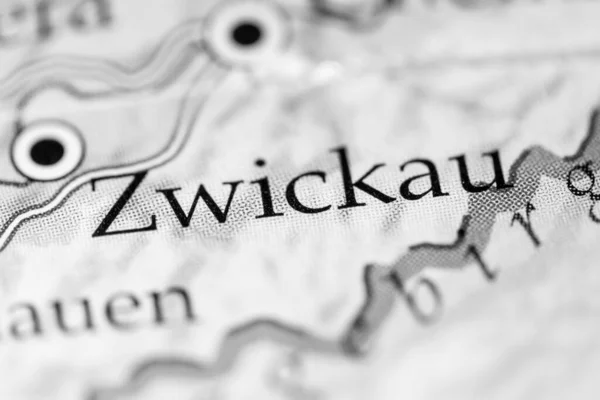 Zwickau. Germany on map, close up