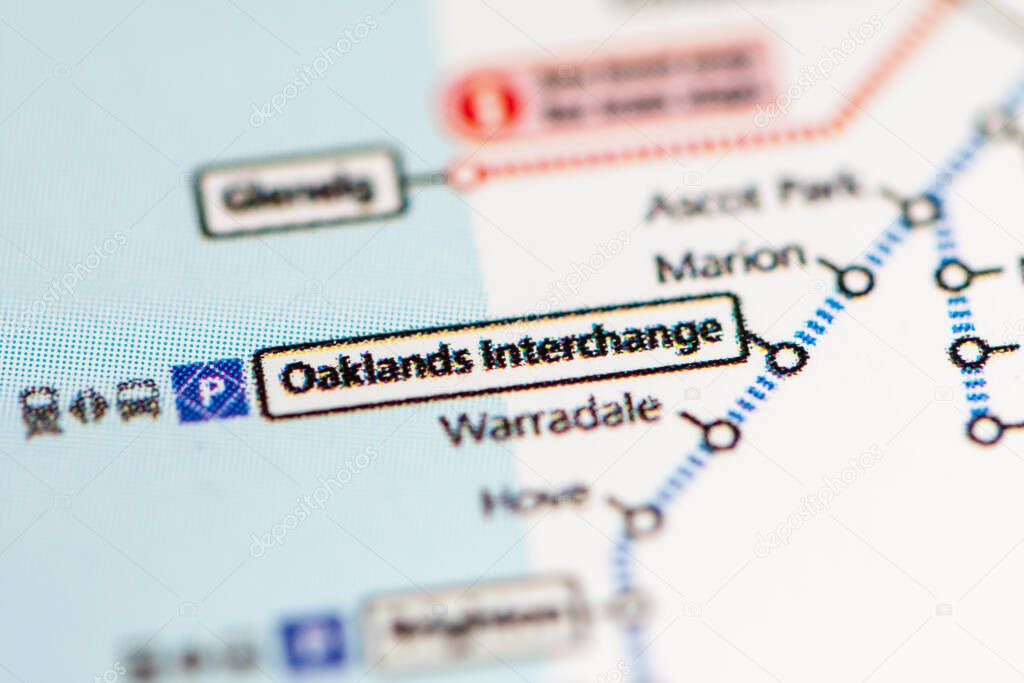 Oaklands Intrerchange Station. Adelaide Metro map.