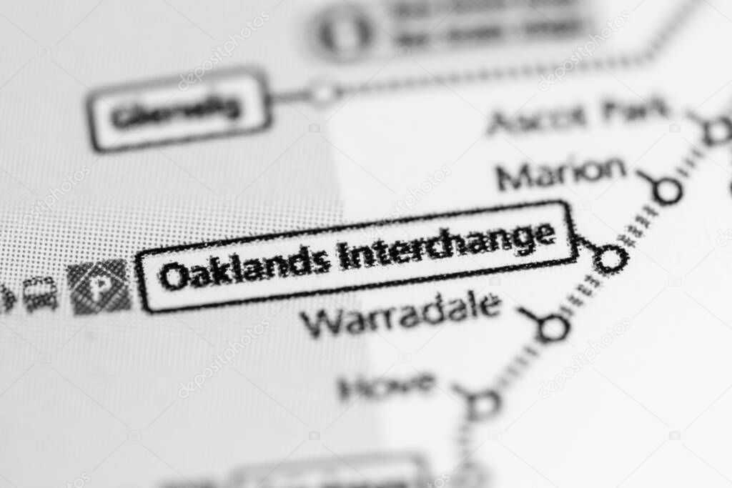 Oaklands Intrerchange Station. Adelaide Metro map.