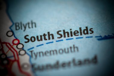 South Shields, UK on a map clipart