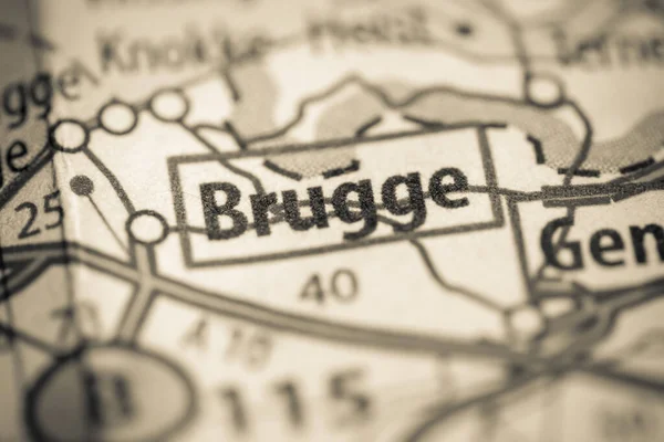 Brugge. Belgium on a map