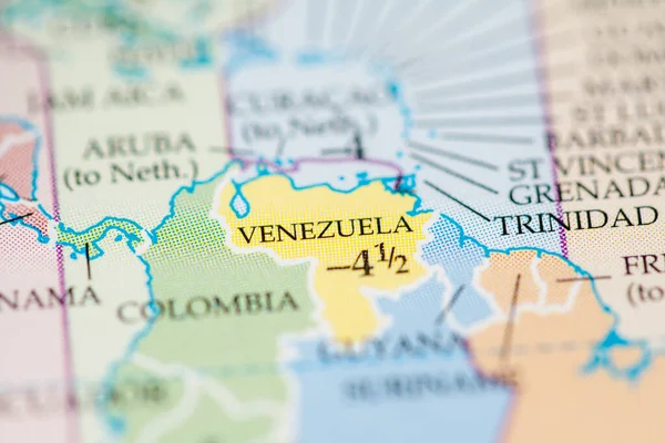 Venezuela Földrajz Térkép Háttér Közelkép — Stock Fotó