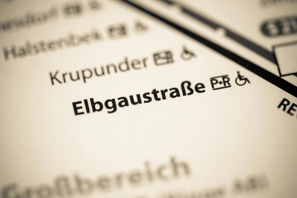 Σταθμός Elbgaustrasse Χάρτης Μετρό Αμβούργου — Φωτογραφία Αρχείου