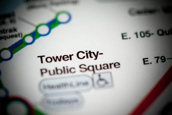 Tower City Станция Общественная Площадь Карта Метрополитена Кливленда — стоковое фото