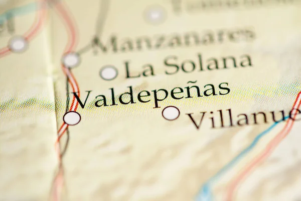 Valdepenas Espanha Mapa Vista Perto — Fotografia de Stock