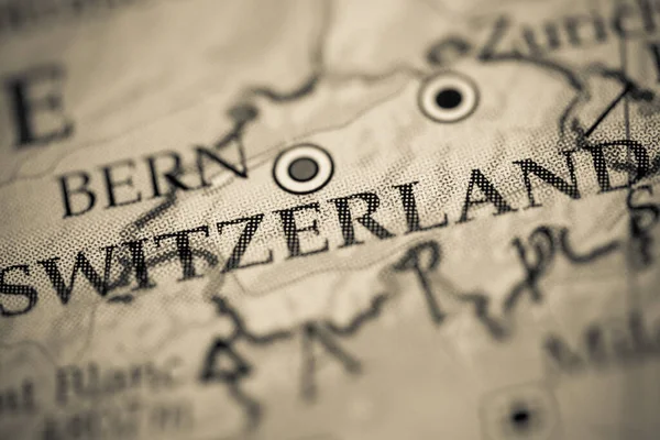 Die Schweiz Auf Der Geografischen Karte — Stockfoto