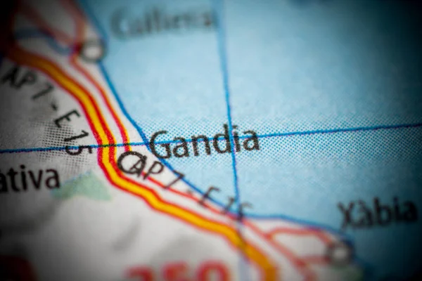 Gandia. Spain on a map