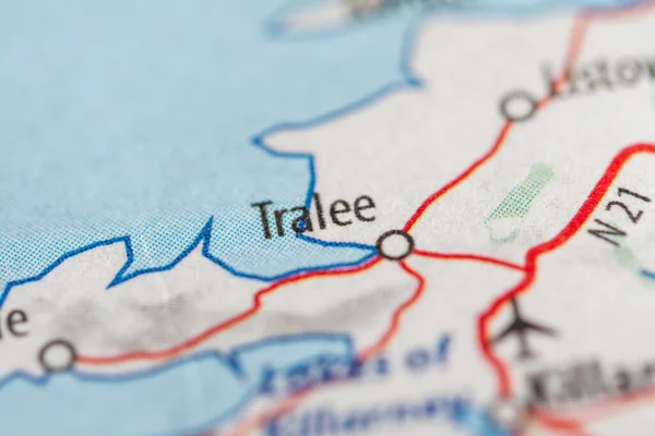 Tralee Rlanda Haritası Görünümü Kapat — Stok fotoğraf