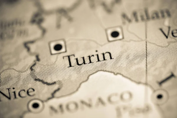 Turin Italien Karta Närbild — Stockfoto