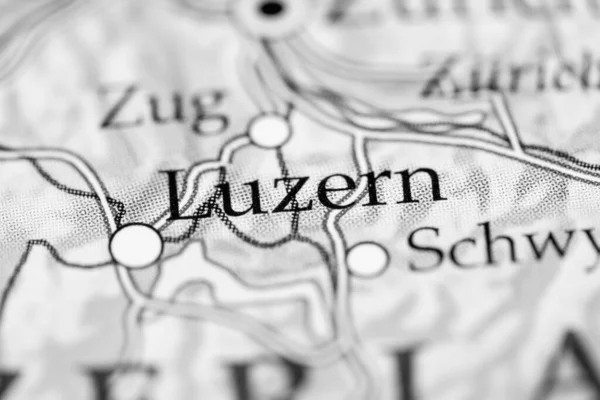 Lucerna Svizzera Sulla Carta Geografica — Foto Stock