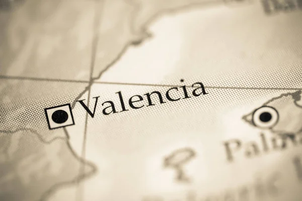 Valencia España Mapa Vista Cerca — Foto de Stock