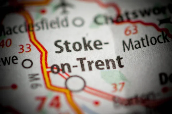 Stoke-on-Trent, England, UK on a map