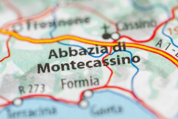 Abbazia di Montecassino. Italy on a geography map