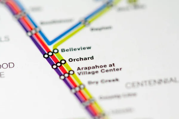 Het Boomgaard Station Metrokaart Van Denver — Stockfoto