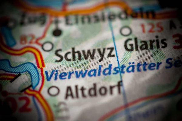 Schwyz. Switzerland on a map