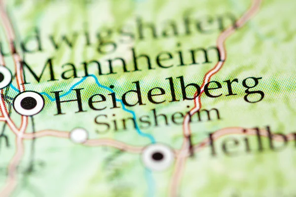 Heidelberg. Germany on map, close up