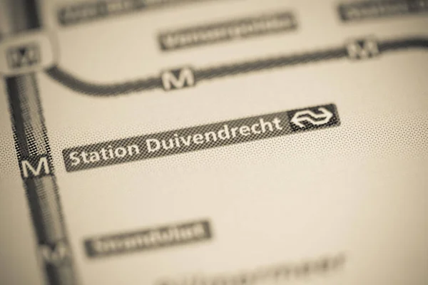 Duivendrecht车站阿姆斯特丹地铁地图 — 图库照片
