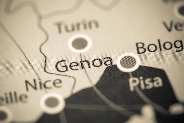Genua Italien Karta Närbild — Stockfoto