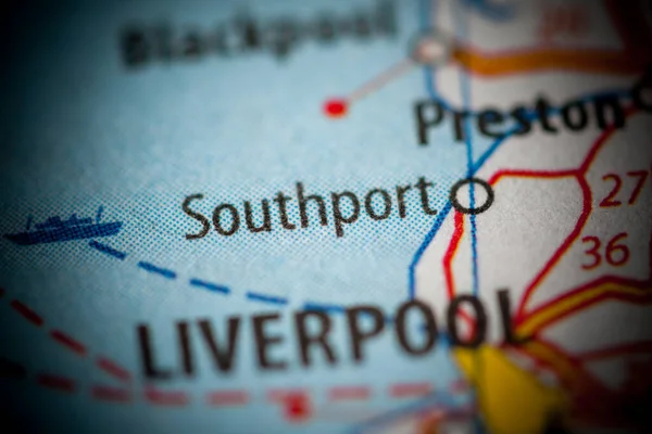 Southport, England, UK on a map