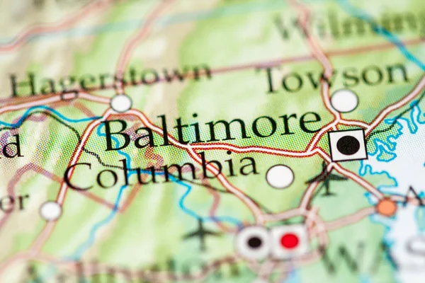 Baltimore Maryland Eua Sobre Mapa Geografia — Fotografia de Stock