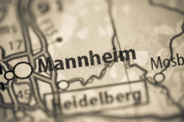 Mannheim. Germany on a map