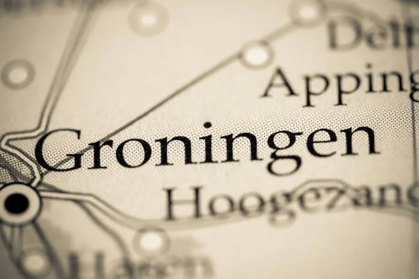 Groningen Niederlande Auf Einer Geografischen Karte — Stockfoto