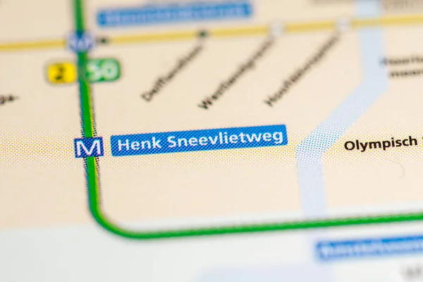 Henk Sneevlietweg Állomás Amszterdam Metrótérkép — Stock Fotó