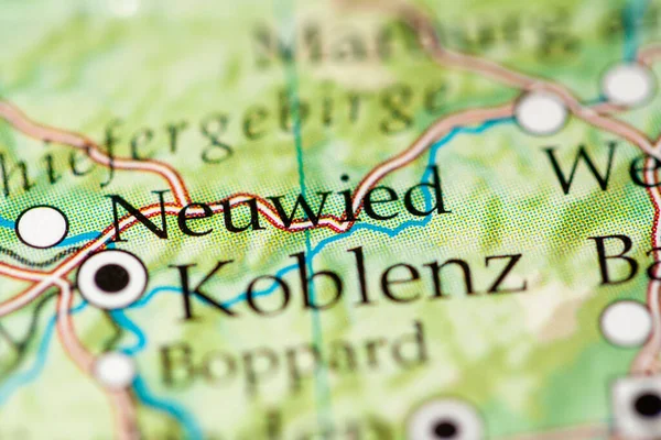 Neuwied. Germany on map, close up