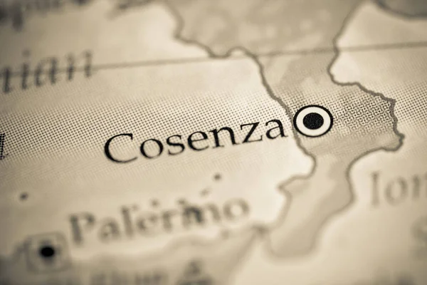Cosenza Ιταλία Χάρτης Close View — Φωτογραφία Αρχείου