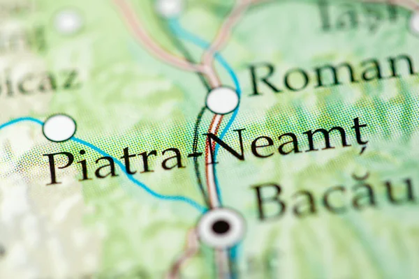 Πιάτρα Νιαμτ Ρουμανία Στο Χάρτη Κλείστε — Φωτογραφία Αρχείου