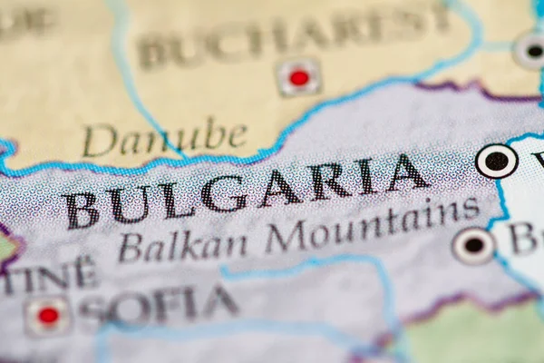 Bulgária Földrajzi Térképen — Stock Fotó