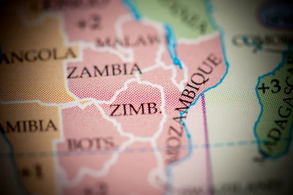 Kraj Zimbabwe Mapie Geograficznej — Zdjęcie stockowe